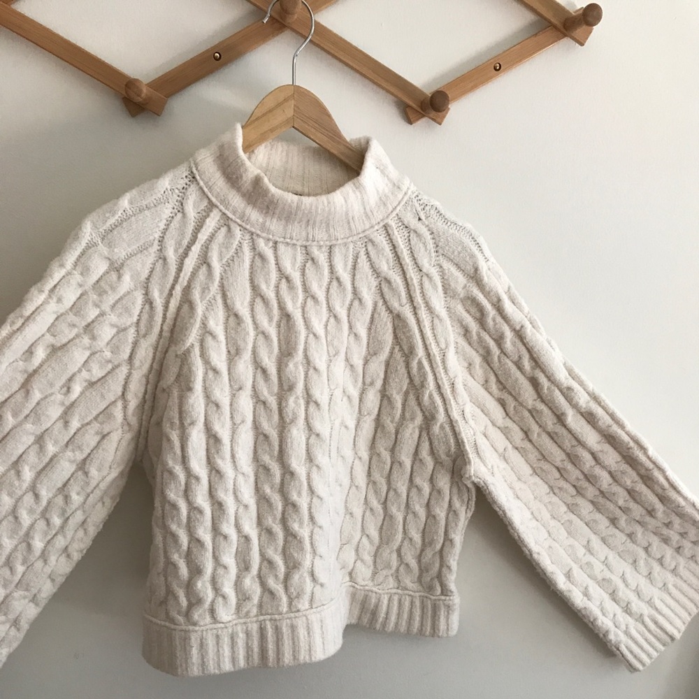 Free people mock neck bell sleeve sweater